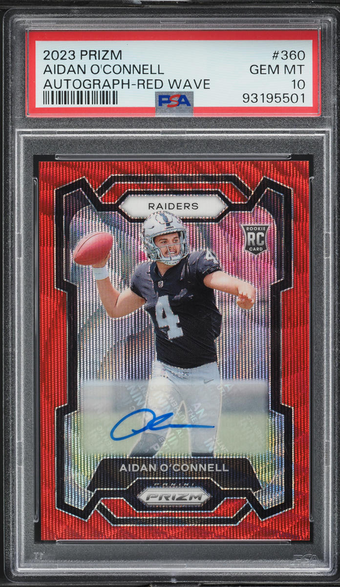 2023 Panini Prizm Red Wave Aidan O'Connell ROOKIE AUTO /149 #360 PSA 10 GEM MINT