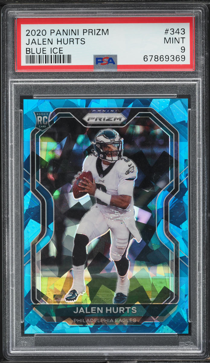 2020 Panini Prizm Blue Ice Jalen Hurts ROOKIE /99 #343 PSA 9 MINT