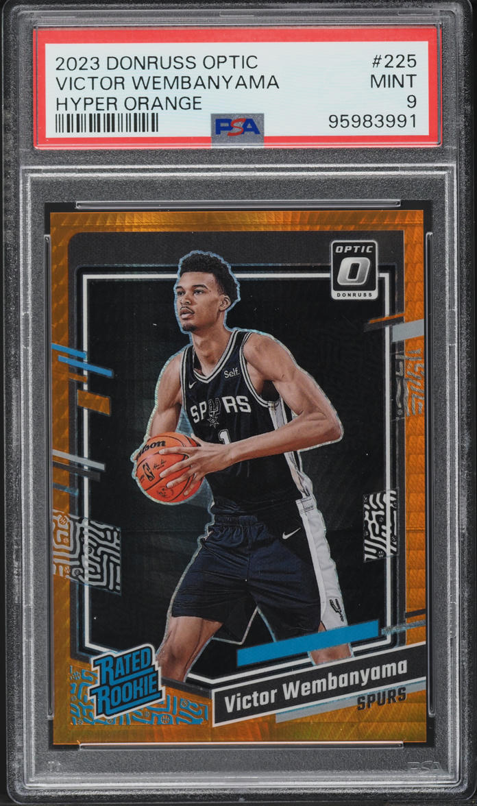 2023 Donruss Optic Hyper Orange Victor Wembanyama ROOKIE /99 #225 PSA 9 MINT