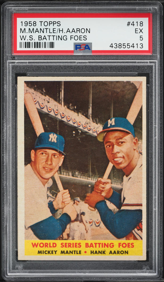 1958 Topps Mickey Mantle & Hank Aaron BATTING FOES #418 PSA 5 EX
