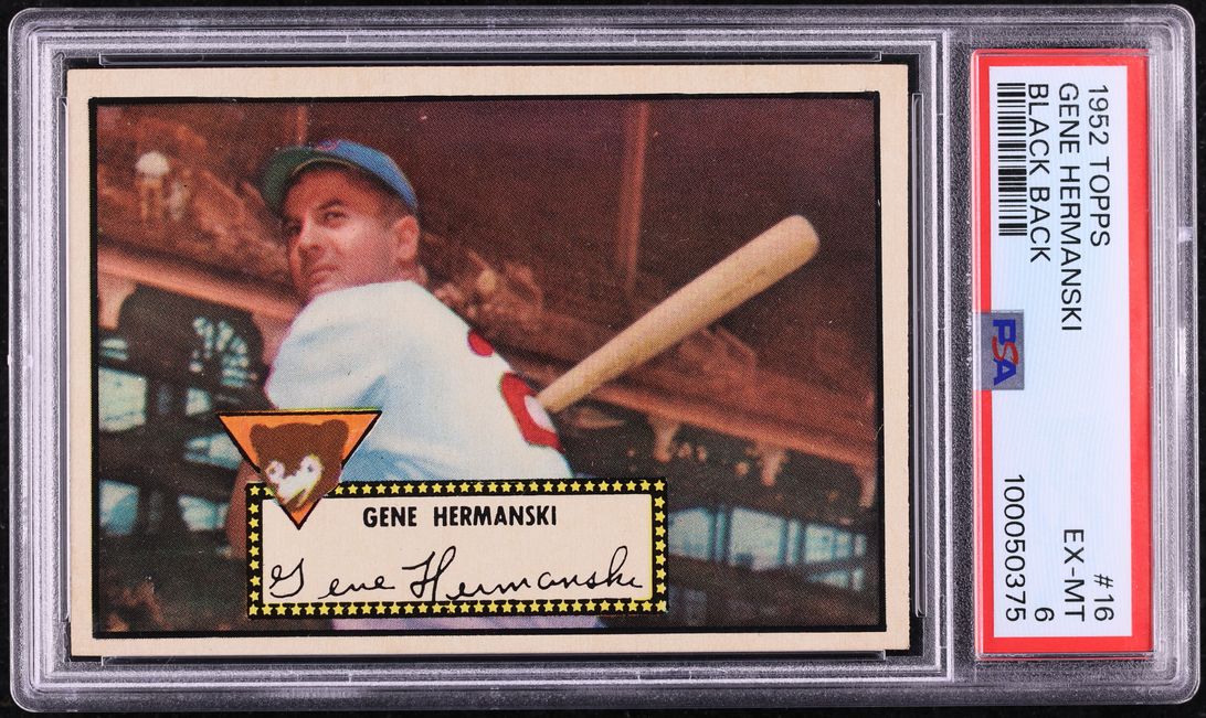 1952 Topps Gene Hermanski BLACK BACK #16 PSA 6 EXMT