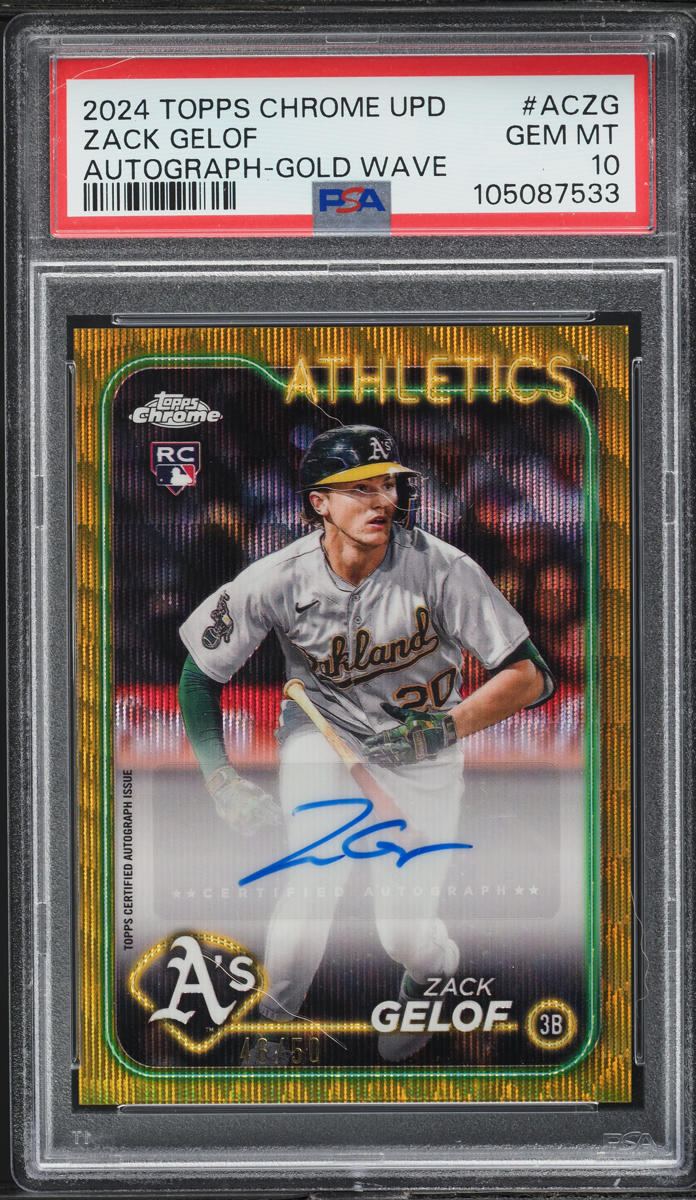 2024 Topps Chrome Update Gold Wave Zack Gelof ROOKIE AUTO /50 #ACZG PSA 10 GEM