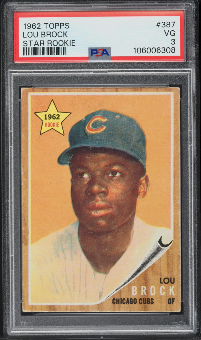 1962 Topps Lou Brock ROOKIE #387 PSA 3 VG