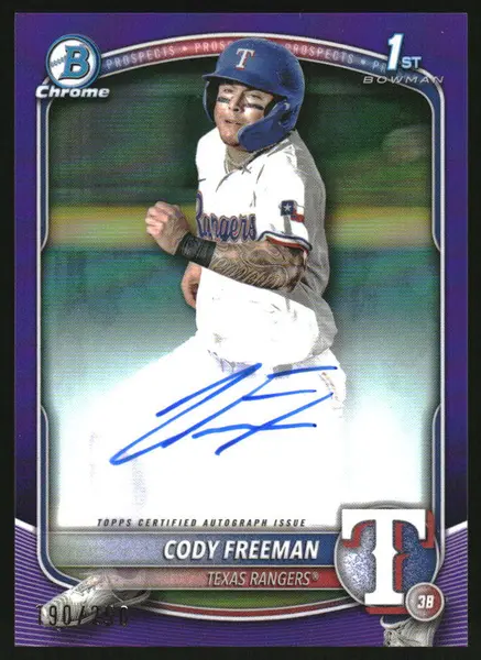 2025 Bowman Chrome Autograph Purple Refractor #CPA-CFR Cody Freeman RC Auto /250