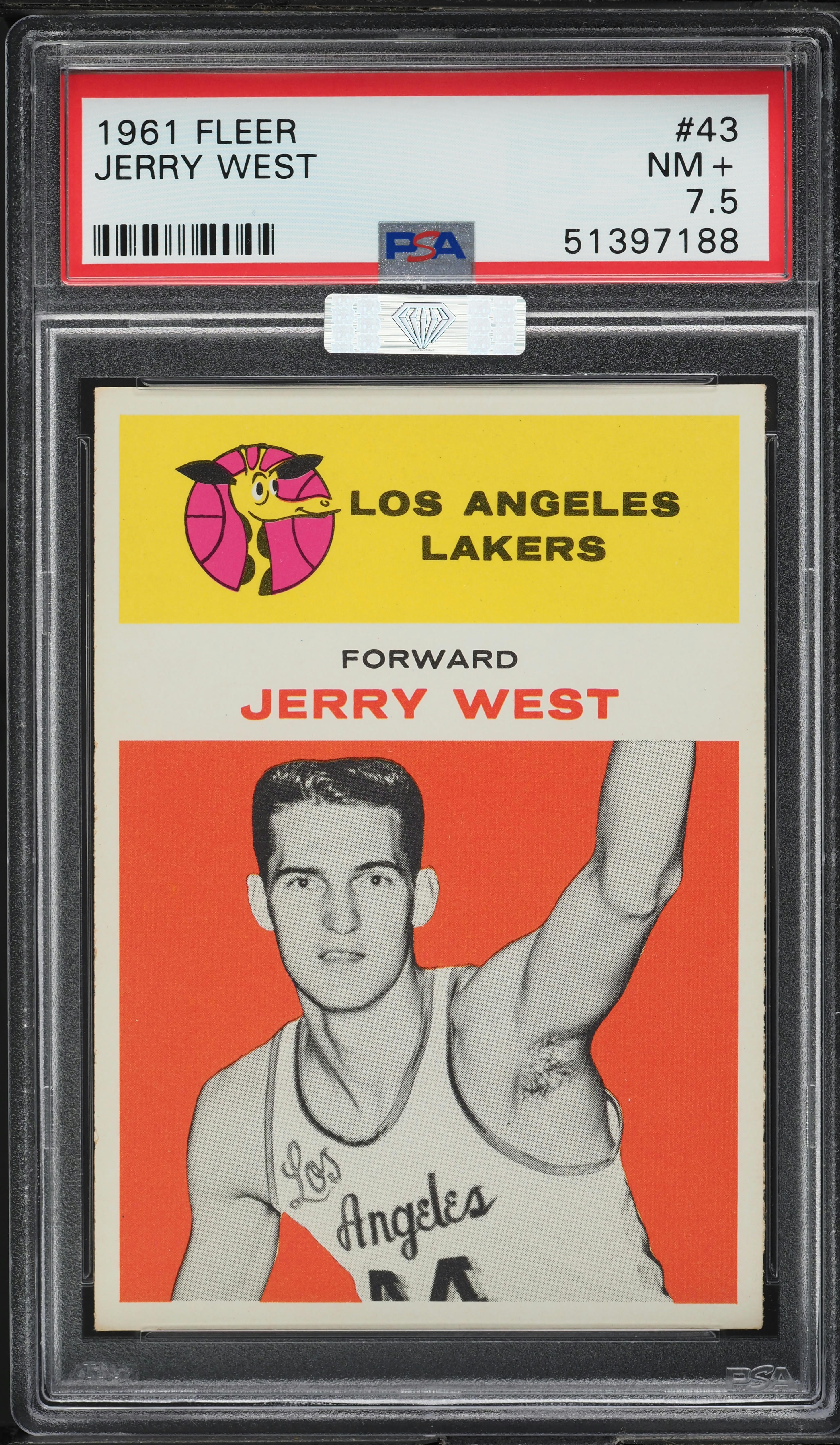 1961 Fleer Basketball Jerry West ROOKIE #43 MBA PSA 7.5 NRMT+