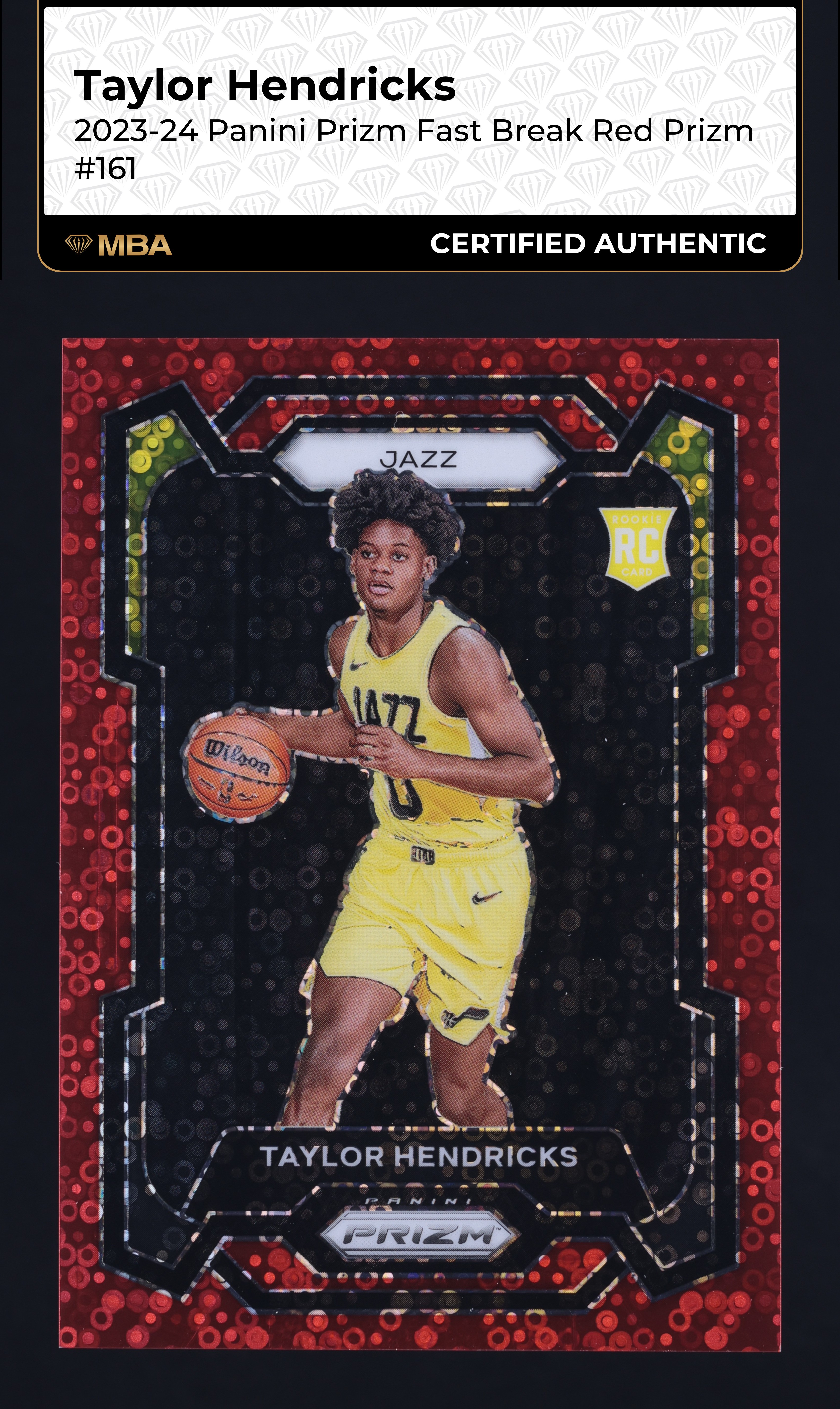 2023 Panini Prizm Fast Break Red Taylor Hendricks ROOKIE /100 #161 MBA AUTH