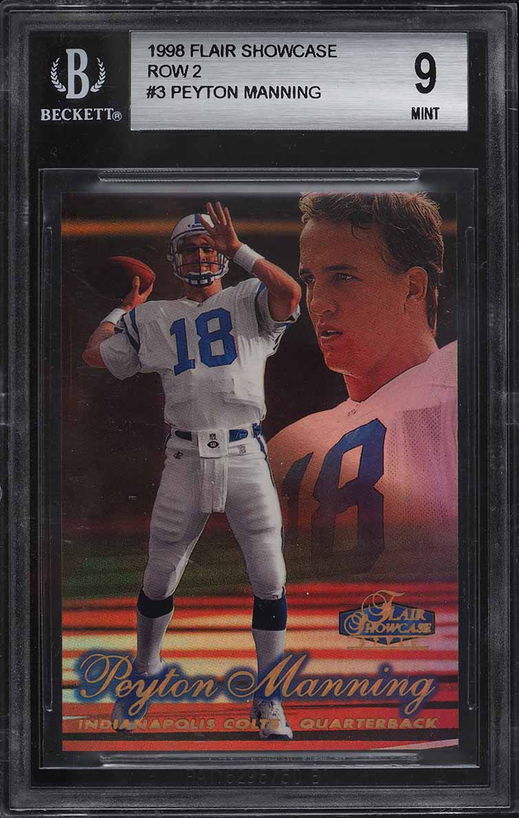 1998 Flair Showcase Row 2 Peyton Manning ROOKIE #3 BGS 9 MINT