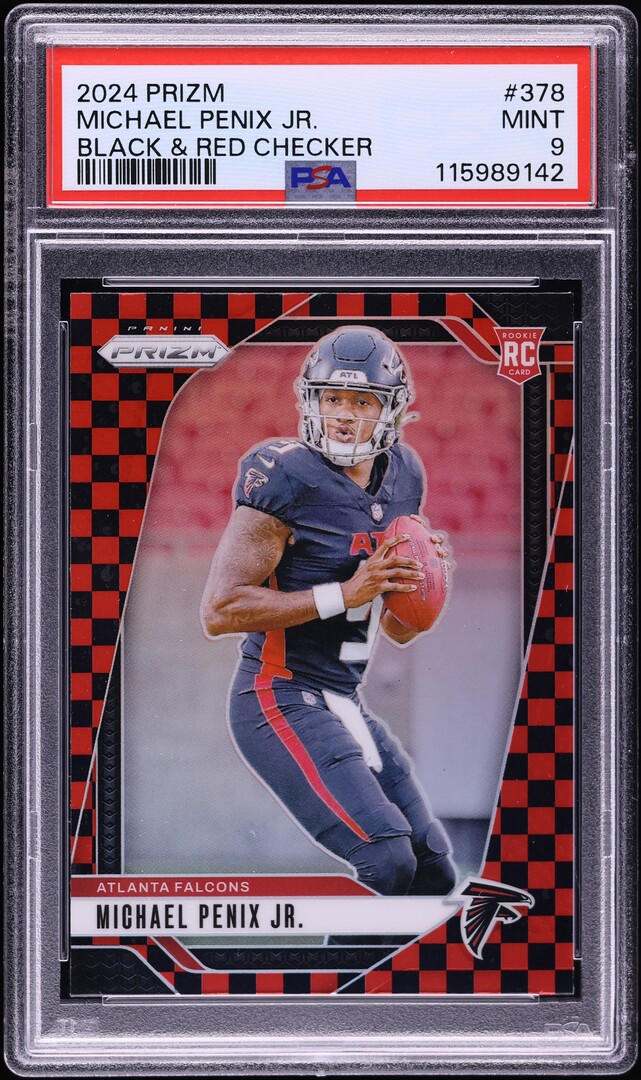 2024 Panini Prizm Black & Red Checker Michael Penix Jr. ROOKIE #378 PSA 9 MINT