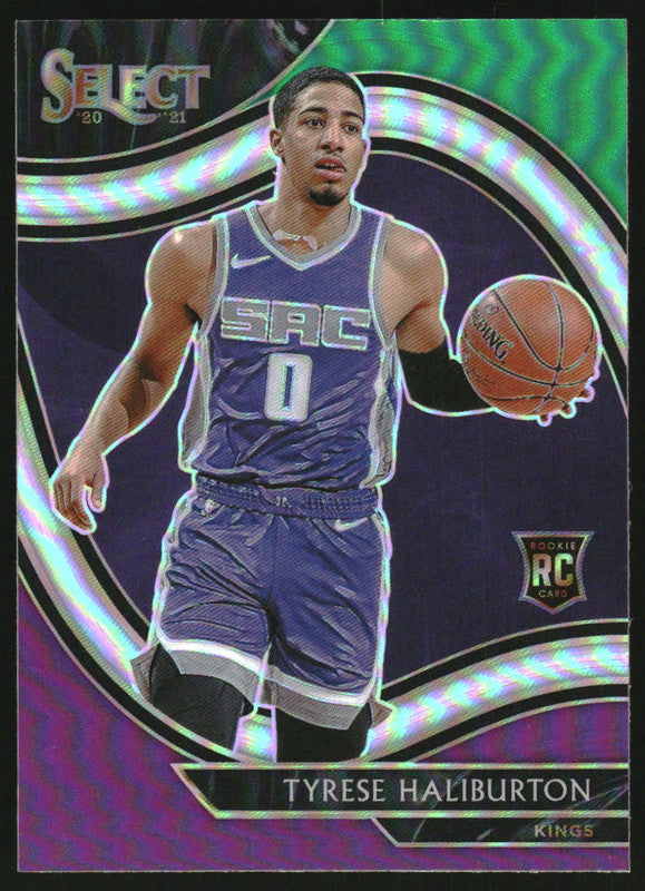 2020-21 Panini Select Green White Purple #289 Tyrese Haliburton RC Courtside