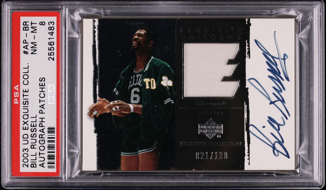 2003 Exquisite Collection Bill Russell PATCH AUTO /100 #AP-BR PSA 8 NM-MT