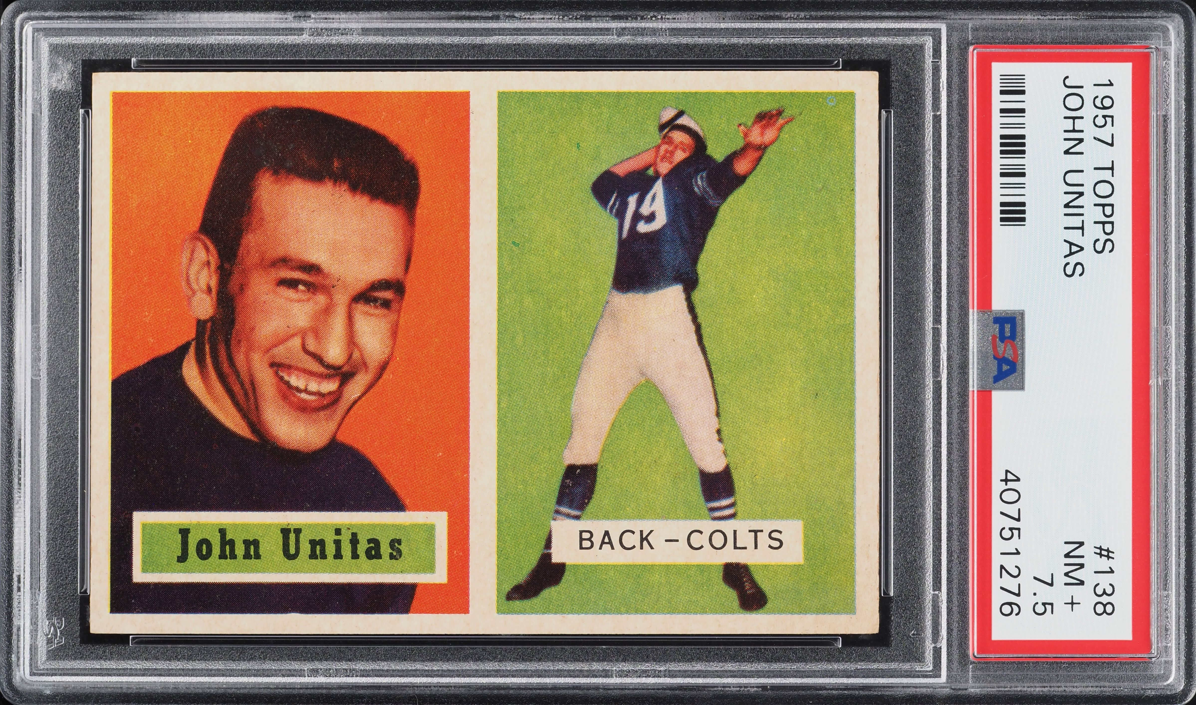 1957 Topps Football Johnny Unitas ROOKIE #138 PSA 7.5 NRMT+ (PWCC-E)