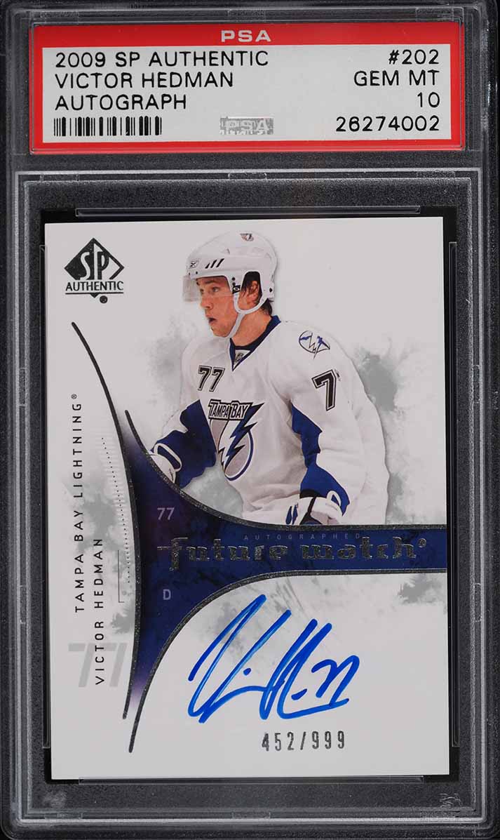 2009 SP Authentic Victor Hedman ROOKIE AUTO /999 #202 PSA 10 GEM MINT