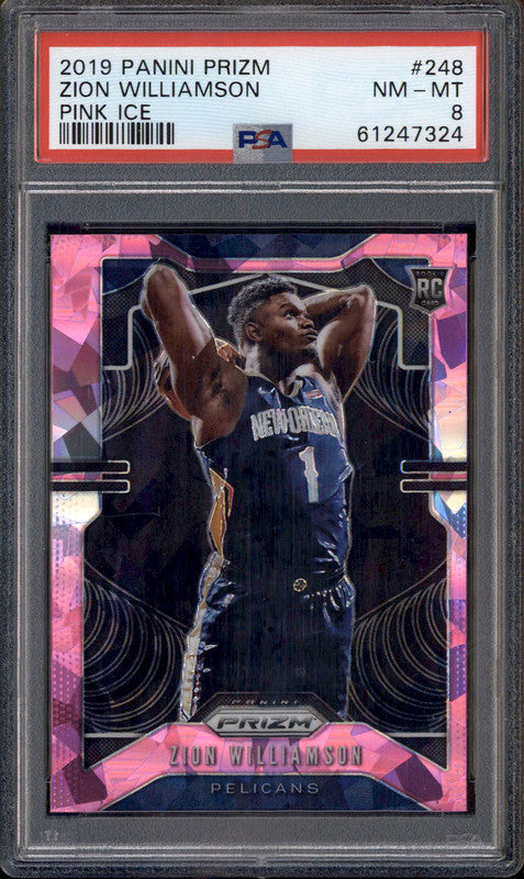 2019 Panini Prizm Pink Ice #248 Zion Williamson RC Rookie PSA 8
