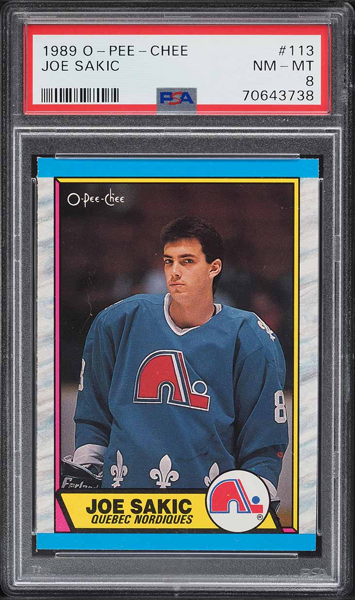 1989 O-Pee-Chee Hockey Joe Sakic ROOKIE #113 PSA 8 NM-MT