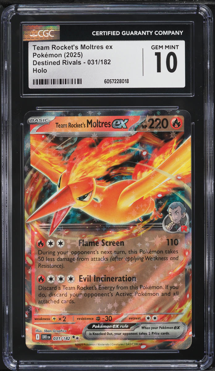 2025 Pokemon SV Destined Rivals Holo Team Rocket's Moltres ex #31 CGC 10 GEM