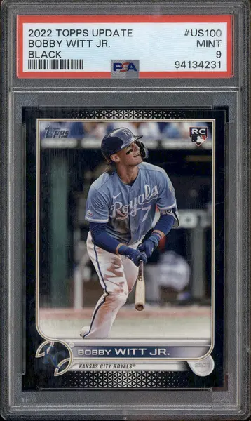 2022 Topps Update Black #US100 Bobby Witt Jr. RC /71 PSA 9