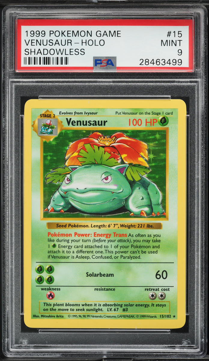 1999 Pokemon Base Set Shadowless Holo Venusaur #15 PSA 9 MINT