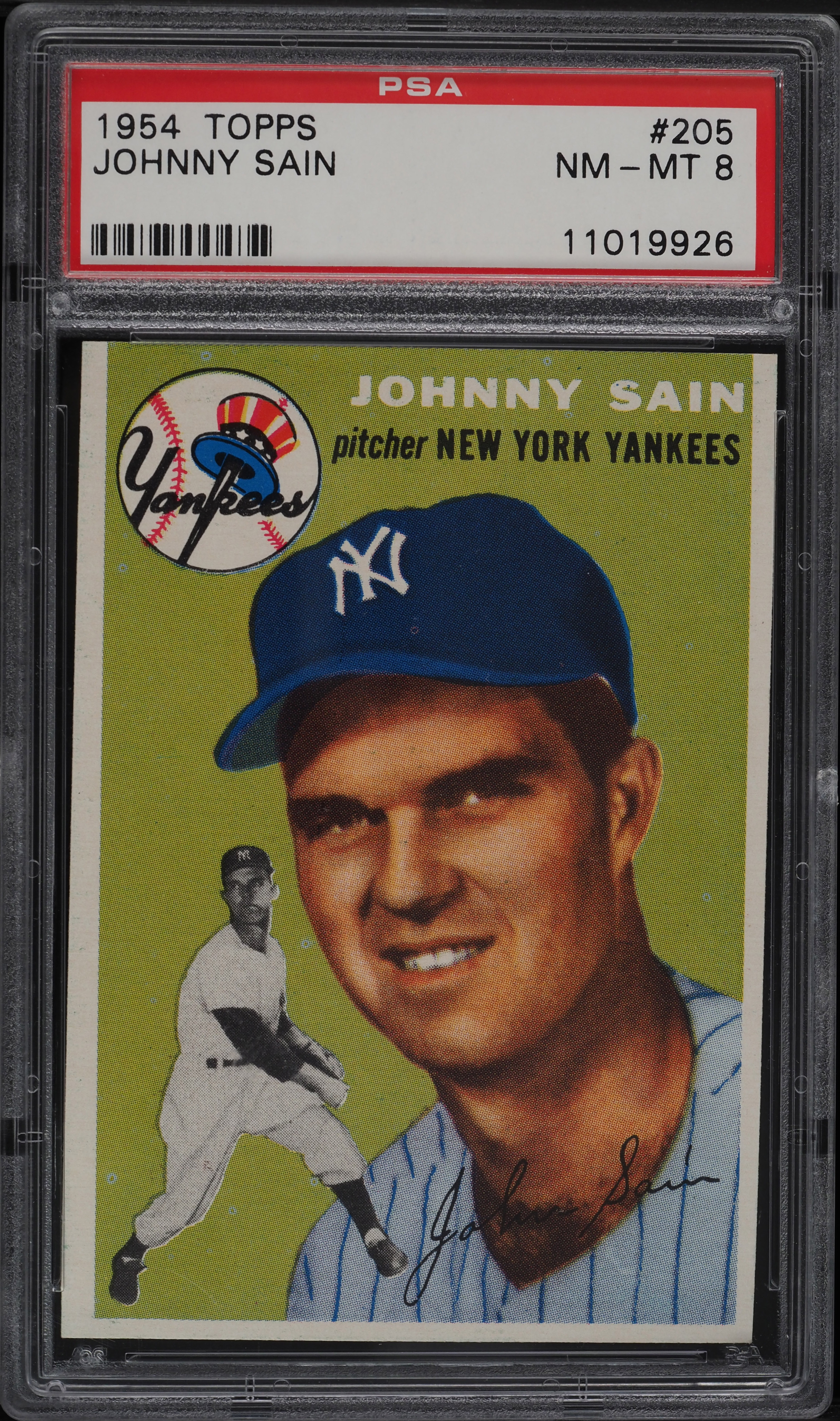 1954 Topps Johnny Sain #205 PSA 8 NM-MT