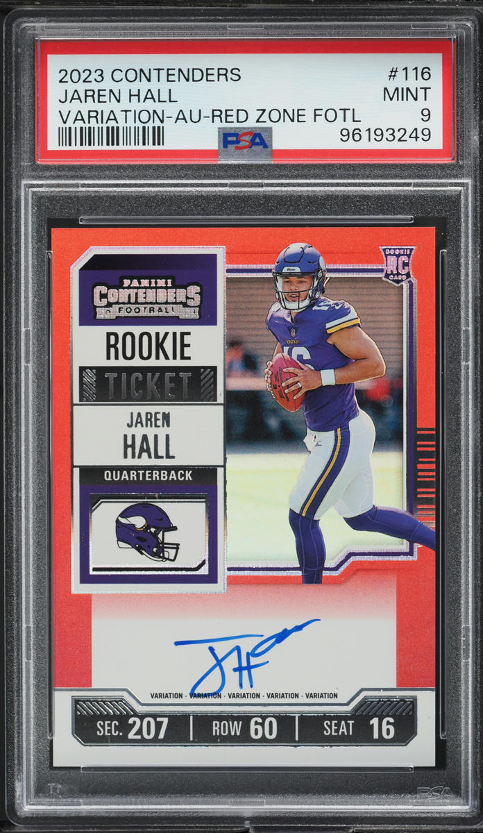 Jaren Hall #116 2023 Panini Contenders Football Rookie Red Zone Ticket FOTL RPS