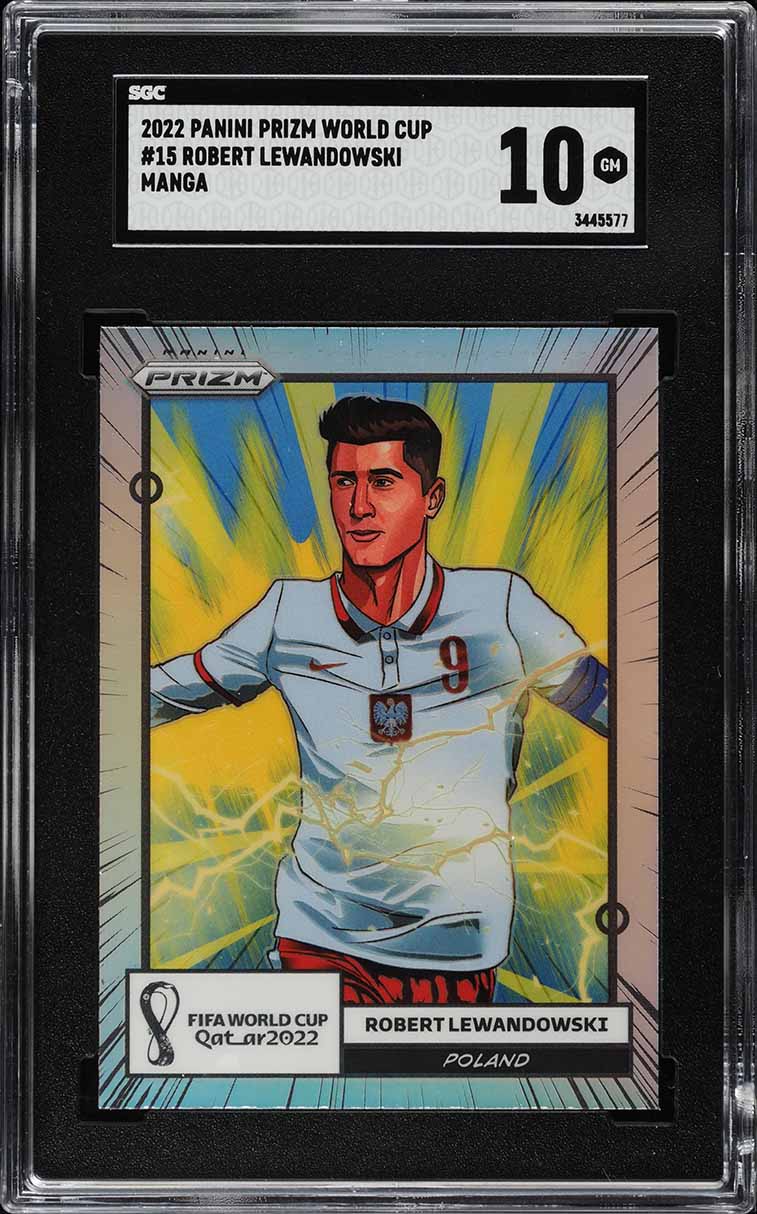 2022 Panini Prizm World Cup Manga Robert Lewandowski #15 SGC 10 GEM MINT