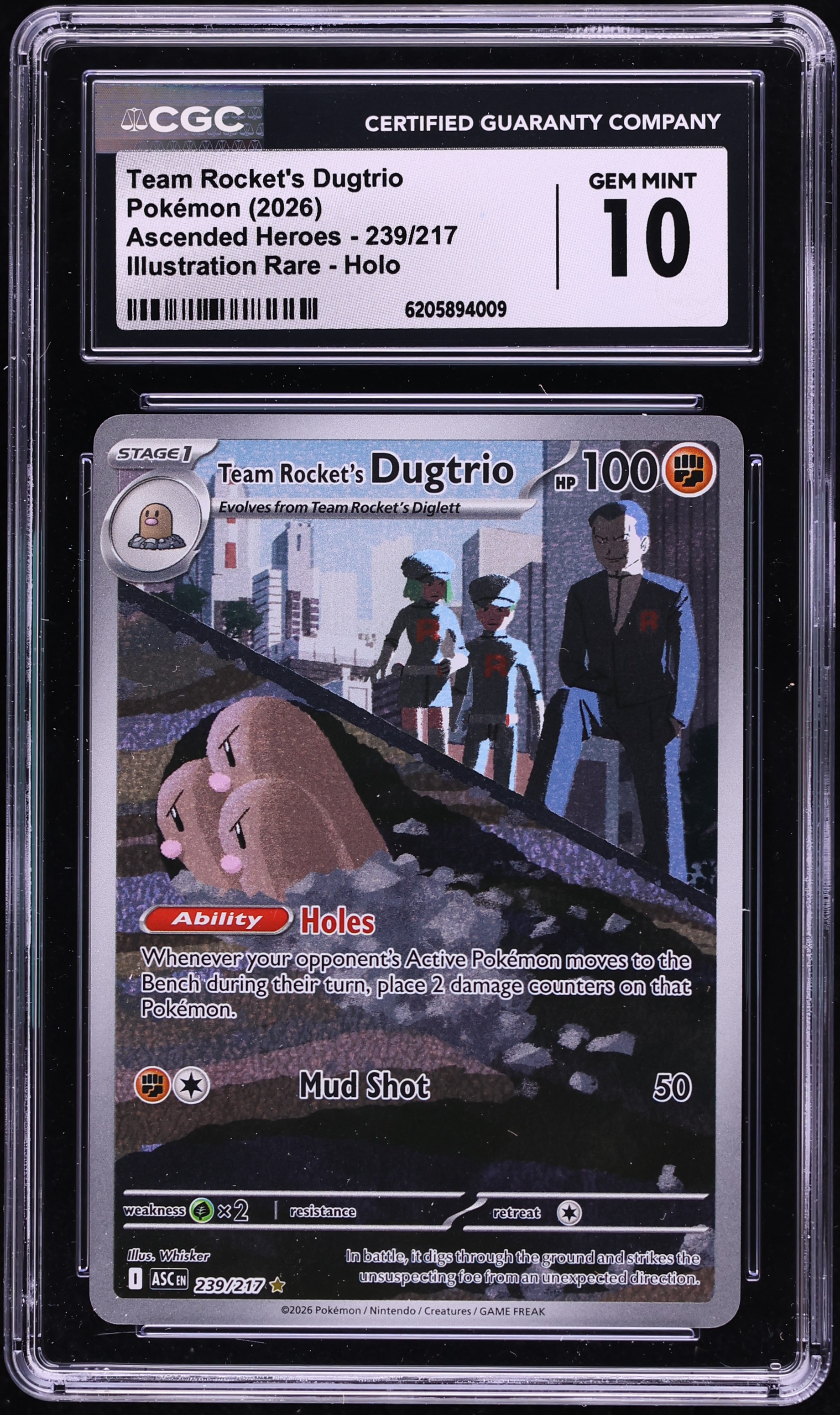 2026 Pokemon Mega Evolution Ascended Heroes IR Team Rocket's Dugtrio #239 CGC 10 GEM MINT