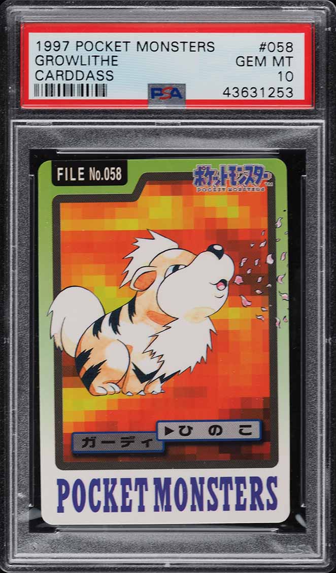 1997 Pokemon Pocket Monsters Carddass Growlithe #58 PSA 10 GEM MINT