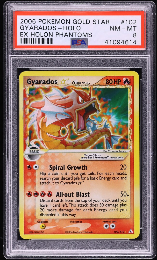 2006 Pokemon EX Holon Phantoms Gold Star Holo Gyarados #102 PSA 8 NM-MT
