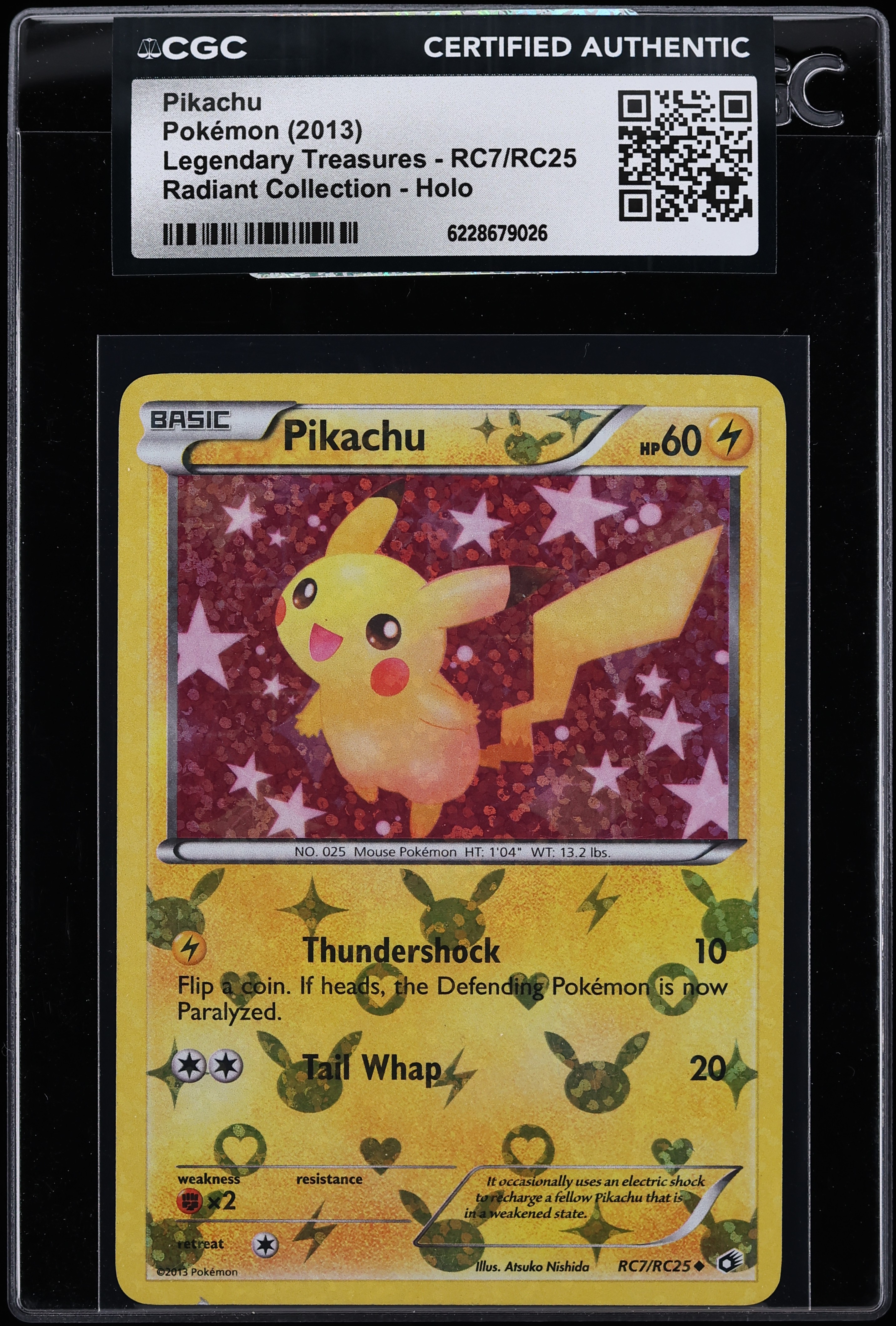 2013 Pokemon Black & White Legendary Treasures Radiant Holo Pikachu #RC7 CGC AUTH