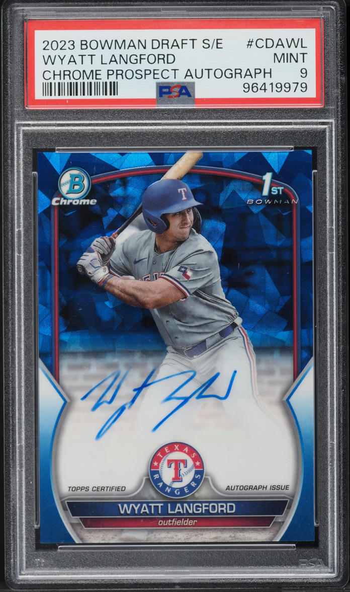 2023 Bowman Chrome Sapphire Wyatt Langford AUTO /199 #CDA-WL PSA 9 MINT