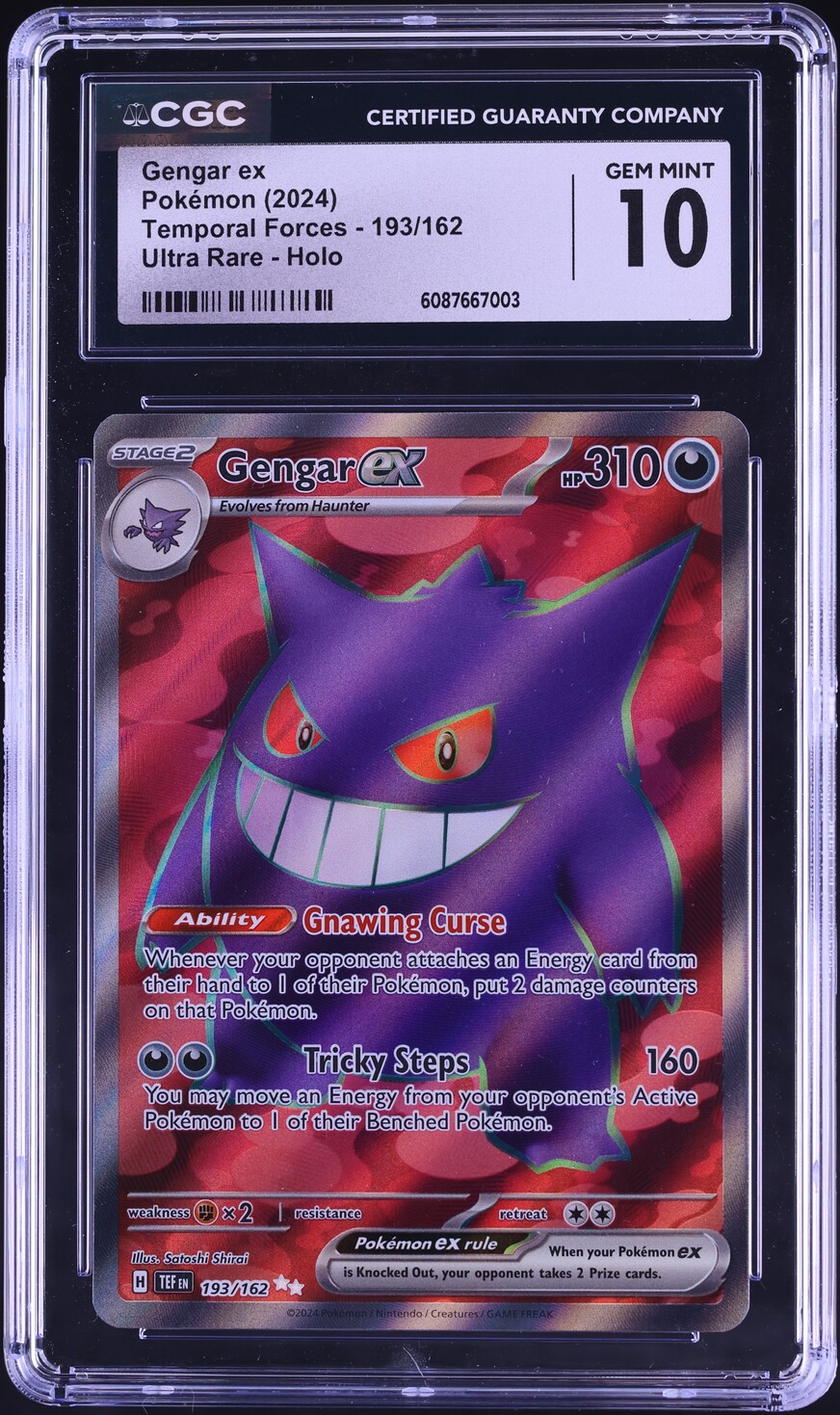 2024 Pokemon Scarlet & Violet Temporal Forces Full Art Gengar ex #193 CGC 10 GEM MINT