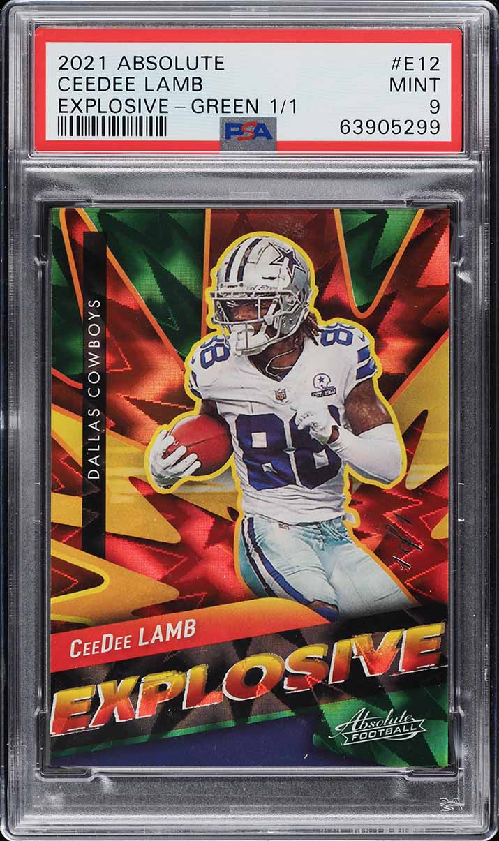 2021 Absolute Explosive Green CeeDee Lamb 1/1 #E12 PSA 9 MINT