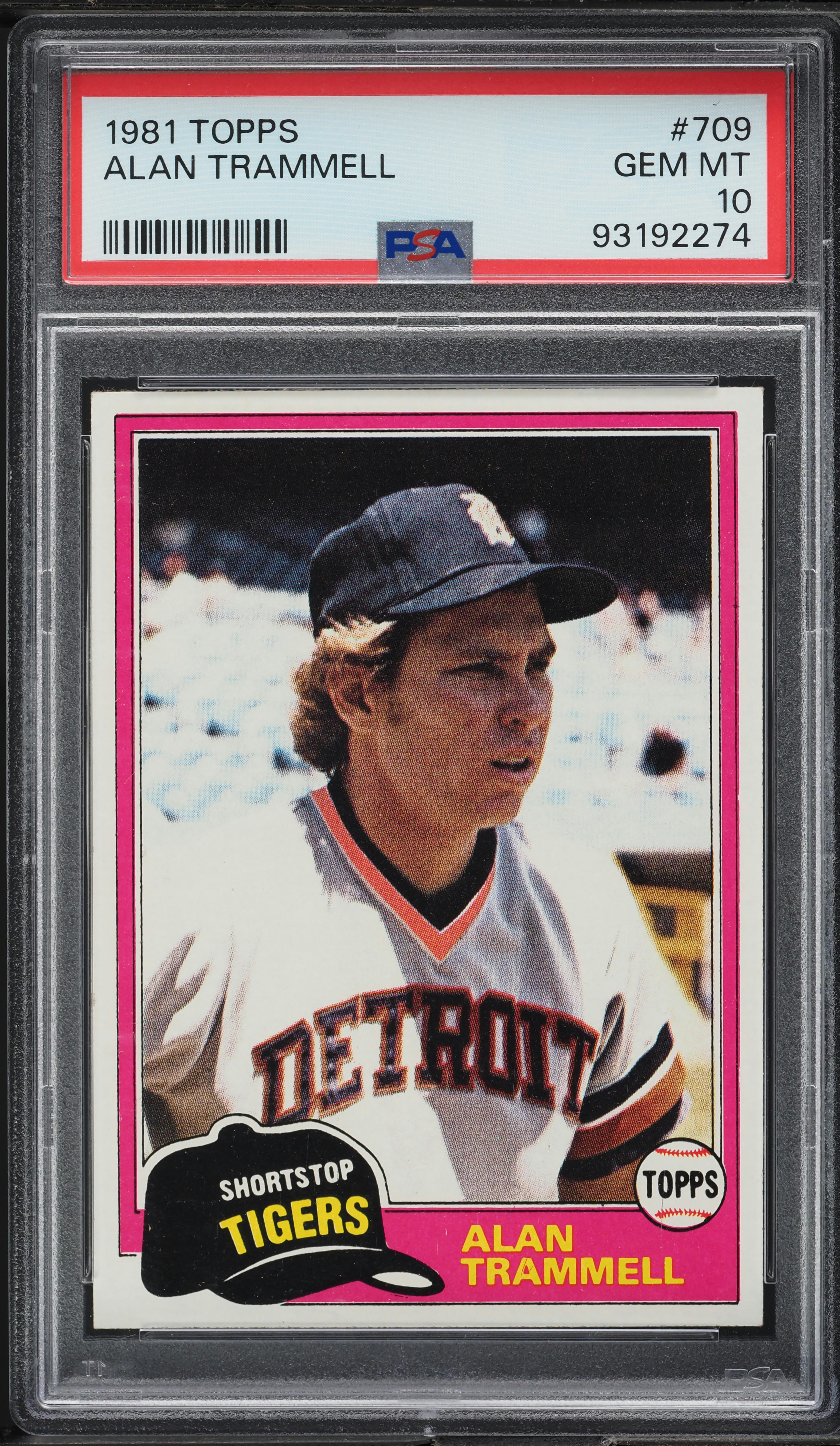 1981 Topps Alan Trammell #709 PSA 10 GEM MINT