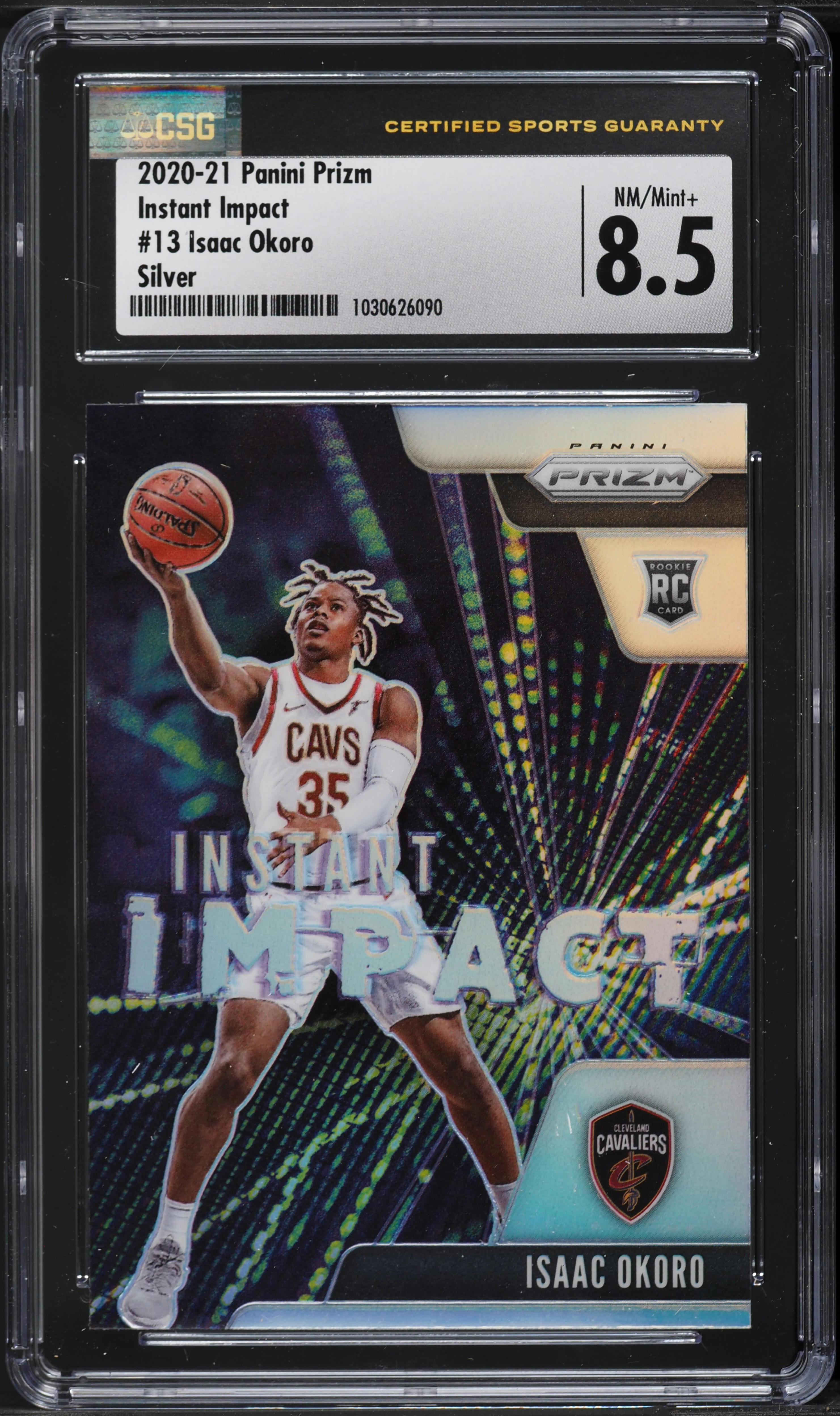 2020 Panini Prizm Instant Impact Silver Isaac Okoro ROOKIE #13 CSG 8.5 NM-MT+