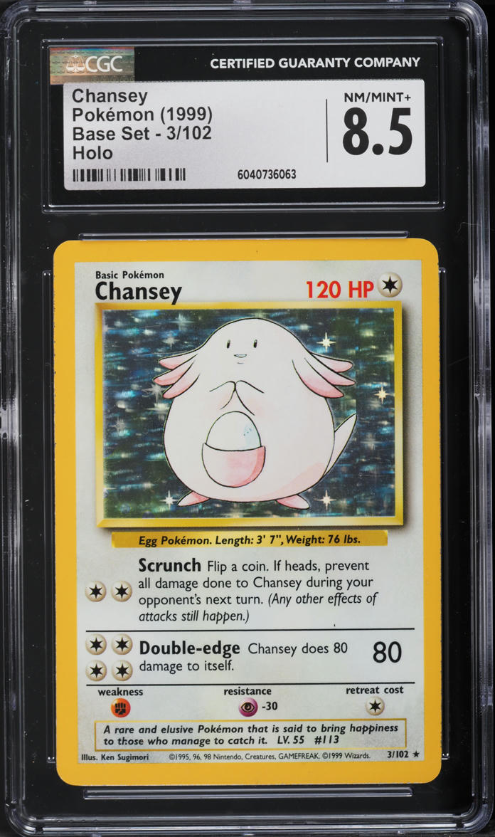 1999 Pokemon Base Set Holo Chansey #3 CGC 8.5 NM-MT+
