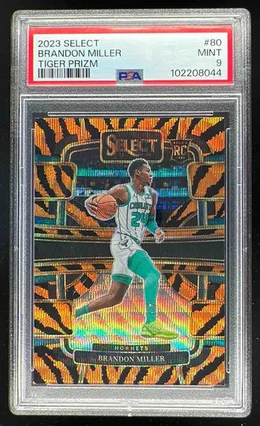 2023-24 Panini Select Tiger Prizms #80 Brandon Miller RC Concourse PSA 9