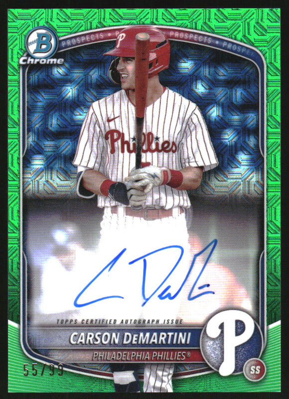 2025 Bowman Chrome Mega Box Green Refractors #BMA-CD Carson DeMartini Auto /99