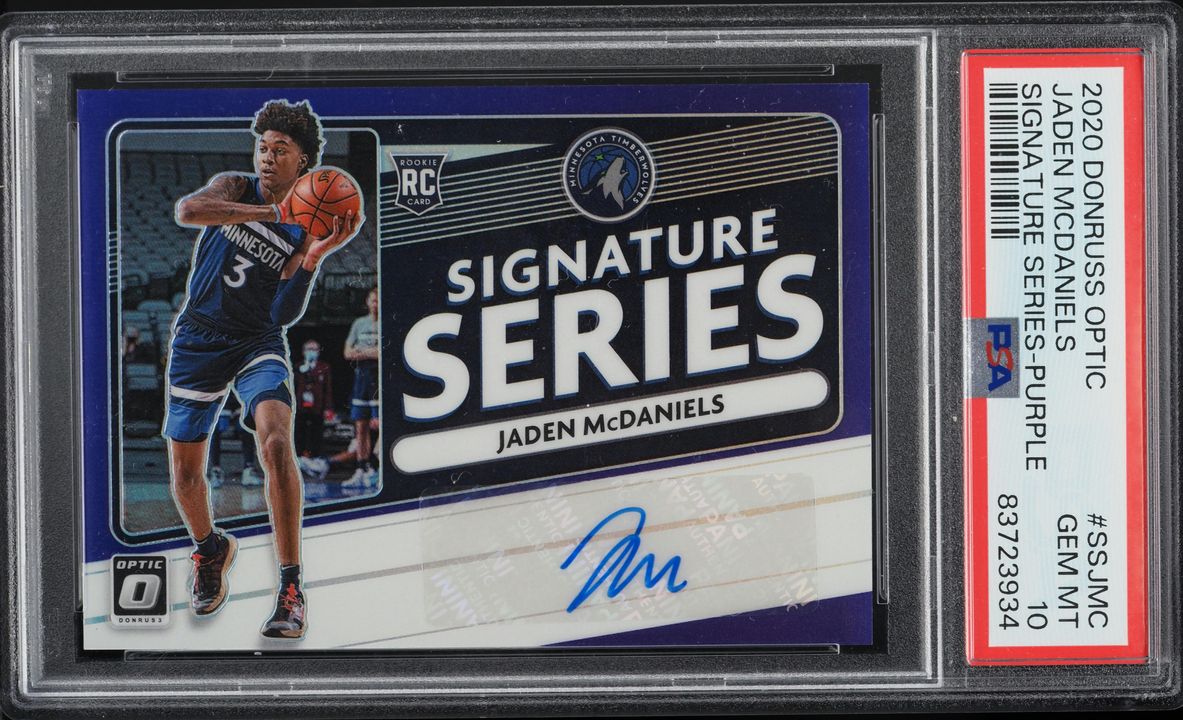 2020 Donruss Optic Signature Series Purple Jaden McDaniels ROOKIE AUTO PSA 10