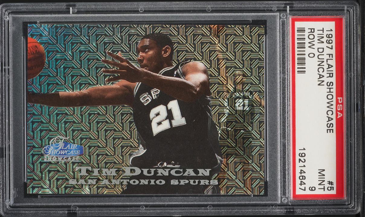 1997 Flair Showcase Row 0 Tim Duncan ROOKIE /250 #5 PSA 9 MINT