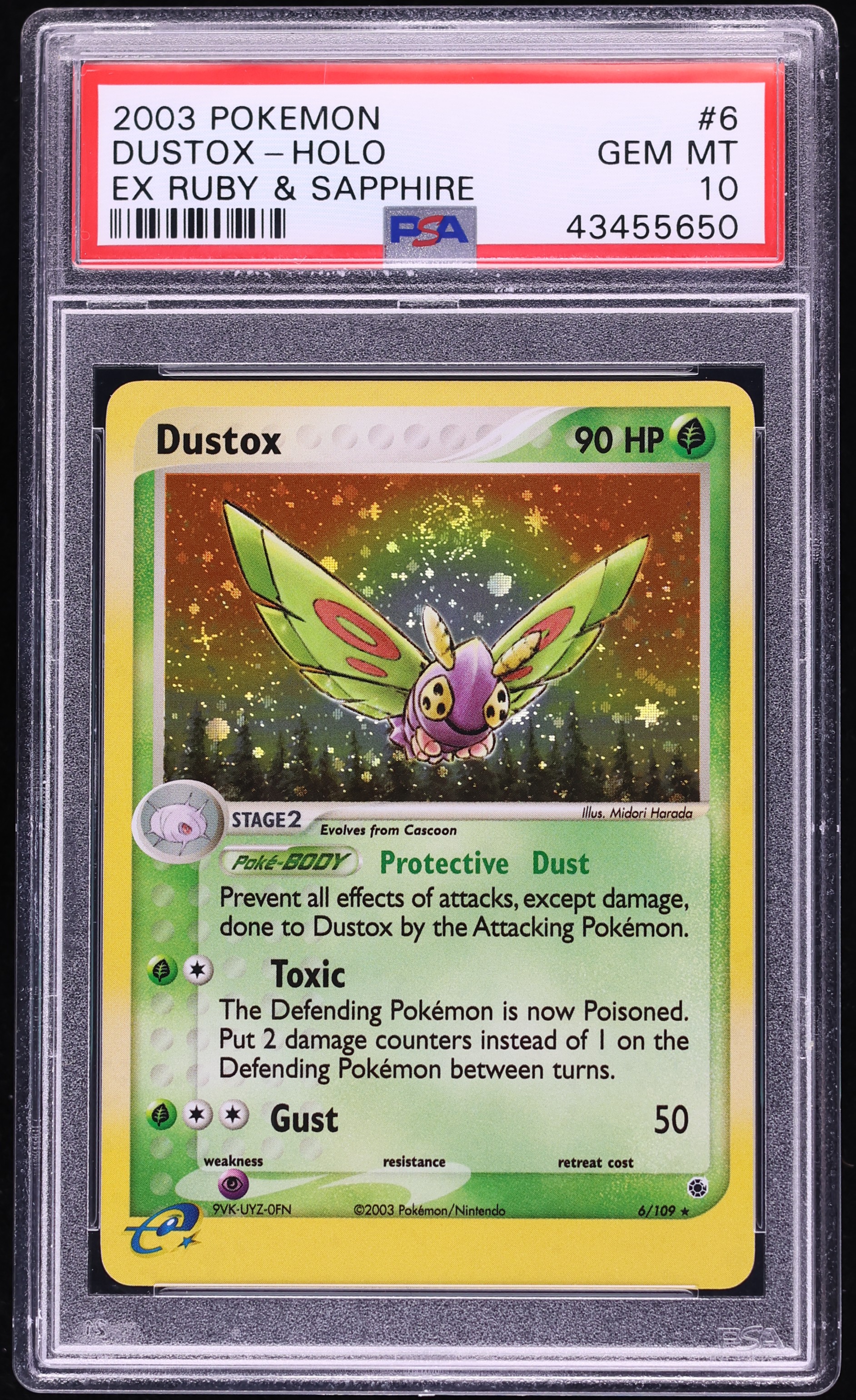 2003 Pokemon Ex Ruby & Sapphire Holo Dustox #6 PSA 10 GEM MINT