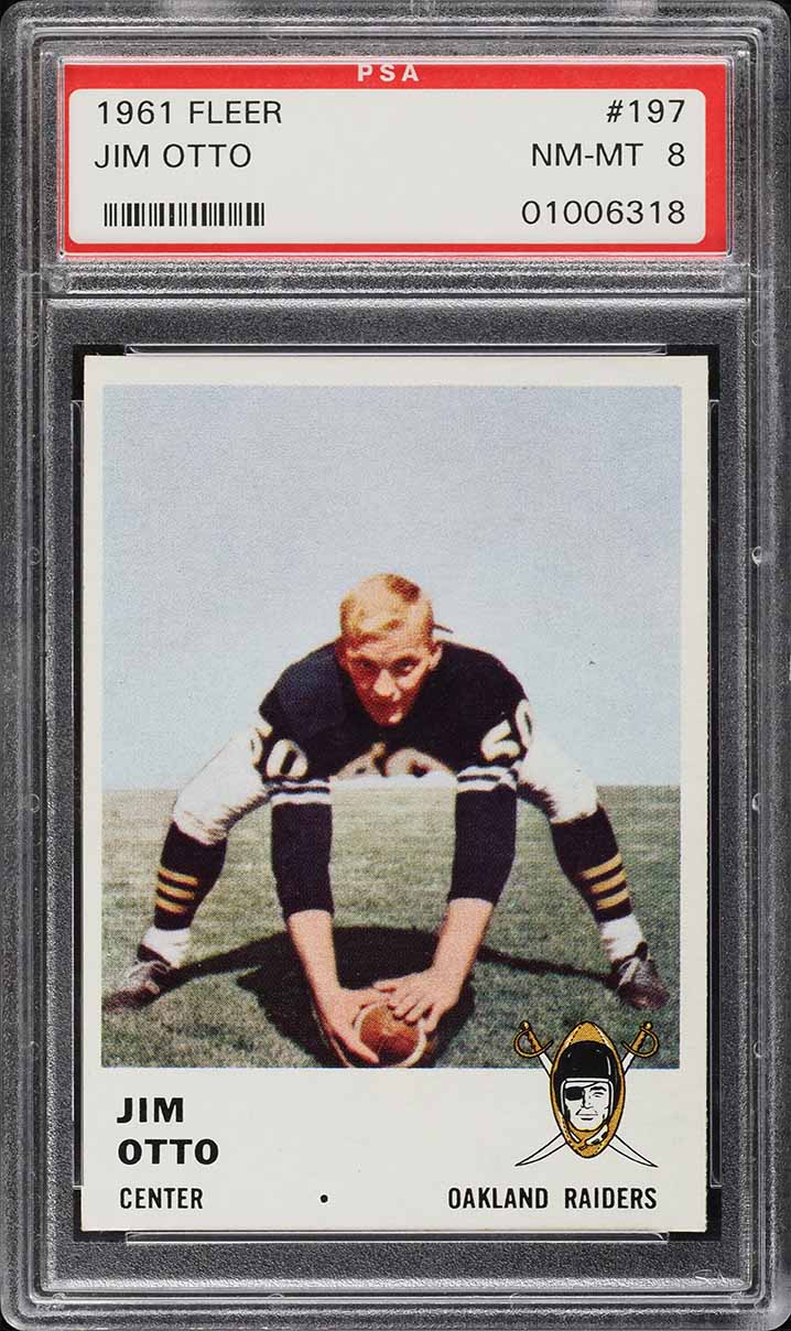 1961 Fleer Football Jim Otto ROOKIE #197 PSA 8 NM-MT