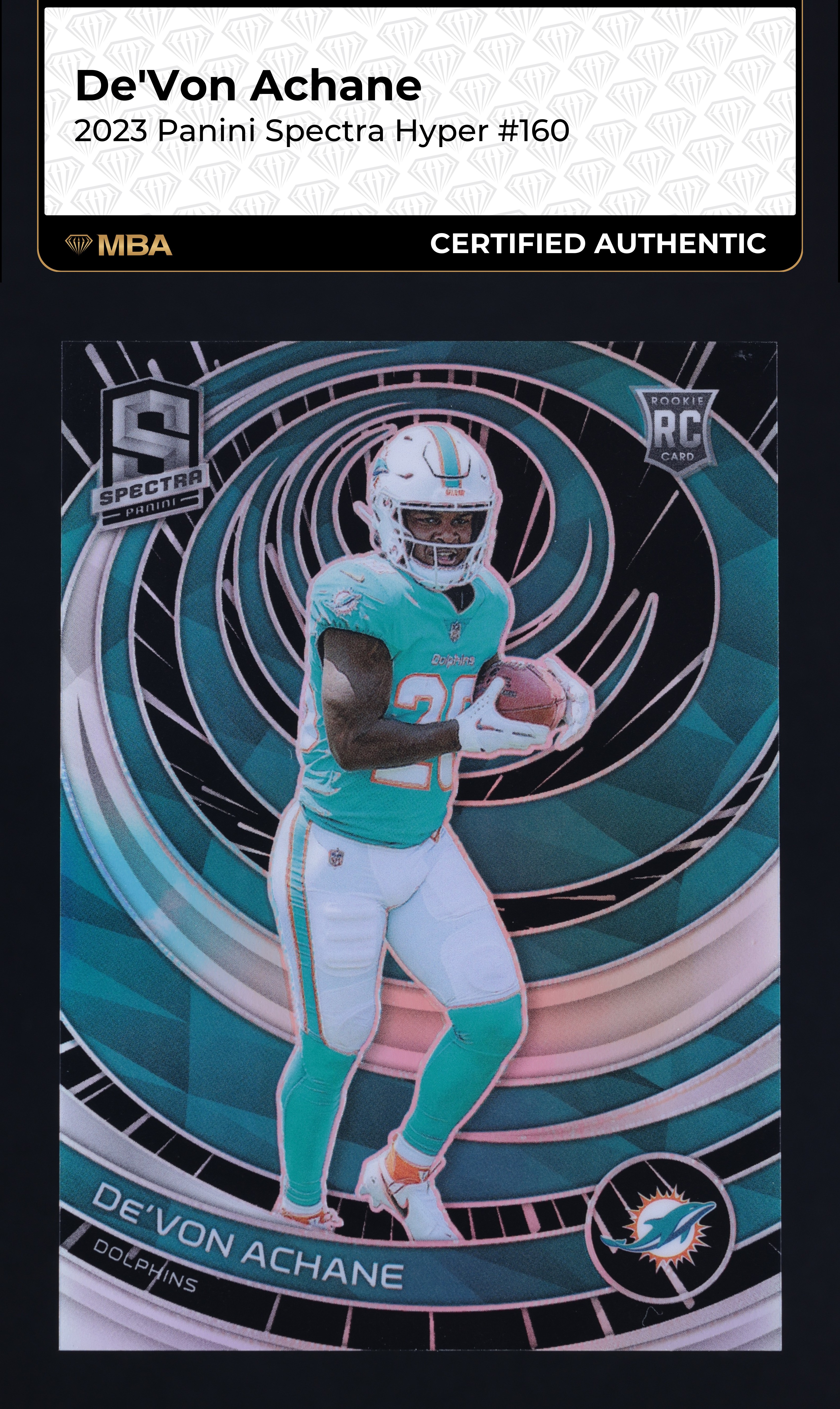 2023 Panini Spectra Hyper De'Von Achane ROOKIE /75 #160 MBA AUTH