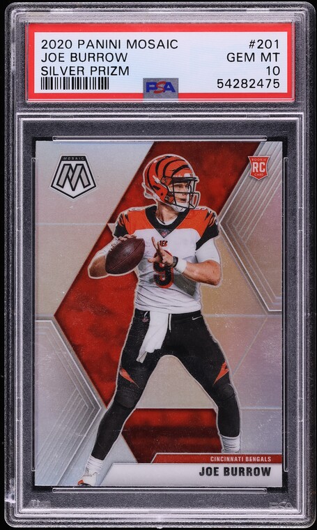 2020 Panini Mosaic Silver Prizm Joe Burrow ROOKIE #201 PSA 10 GEM MINT