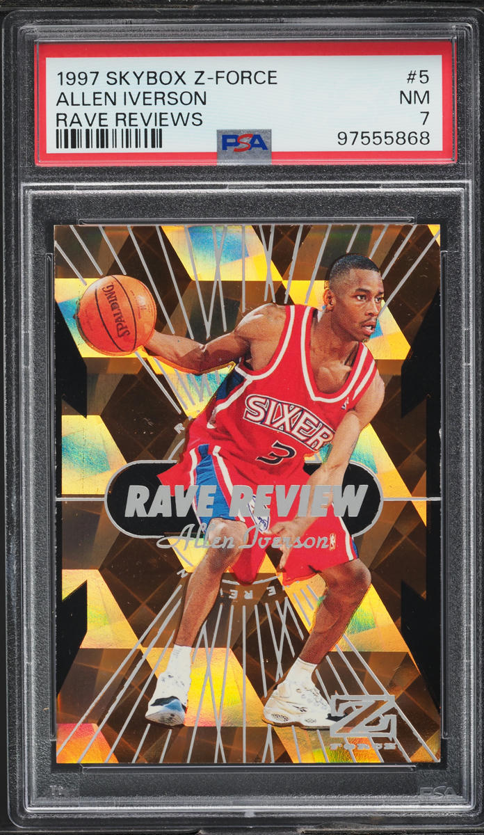 1997 Skybox Z-Force Rave Reviews Allen Iverson #5 PSA 7 NRMT