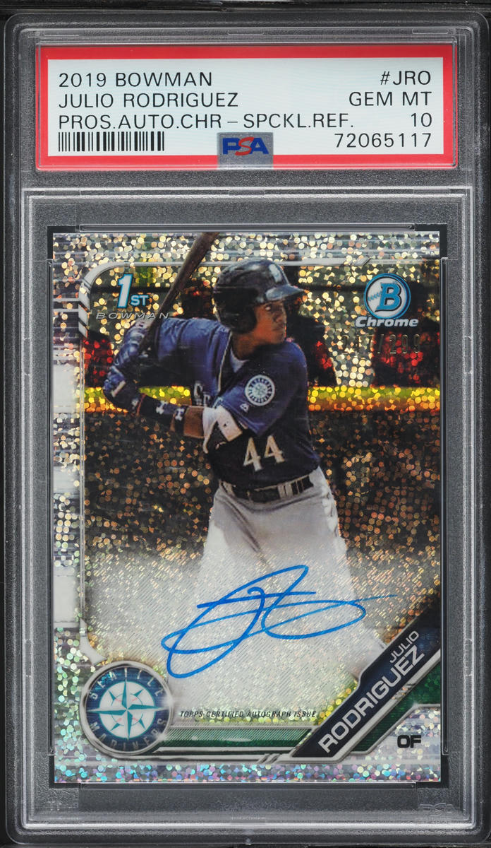 2019 Bowman Chrome Speckle Refractor Julio Rodriguez AUTO /299 PSA 10 GEM MINT