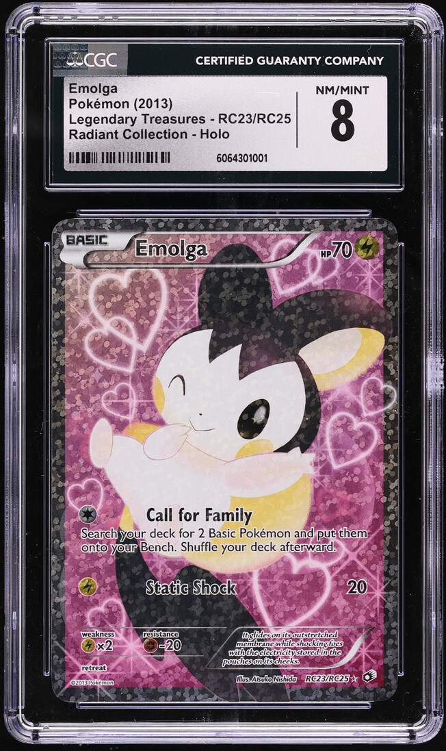 2013 Pokemon BW Legendary Treasures Radiant Collection Emolga #RC23 CGC 8 NM-MT