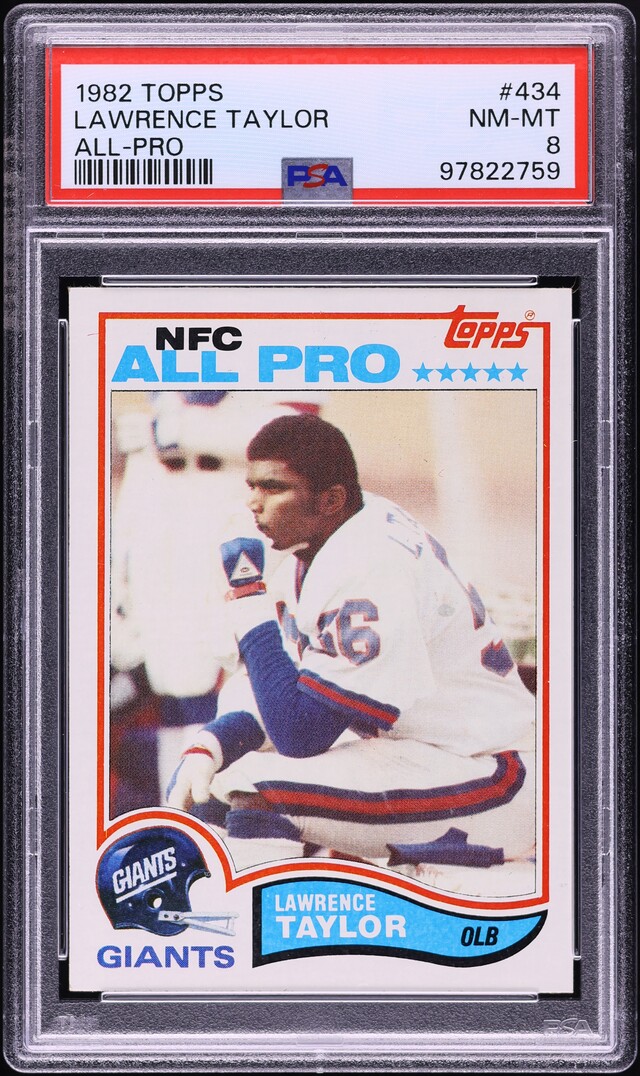 1982 Topps Football Lawrence Taylor ROOKIE, ALL-PRO #434 PSA 8 NM-MT