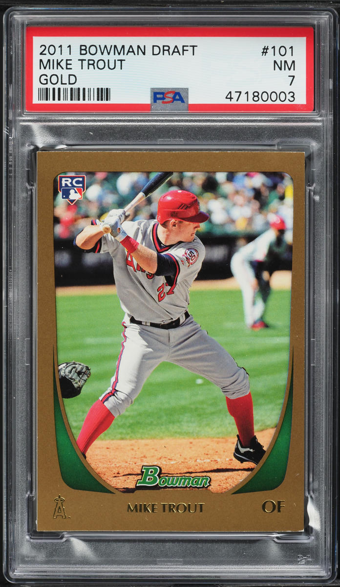 2011 Bowman Draft Gold Mike Trout ROOKIE #101 PSA 7 NRMT