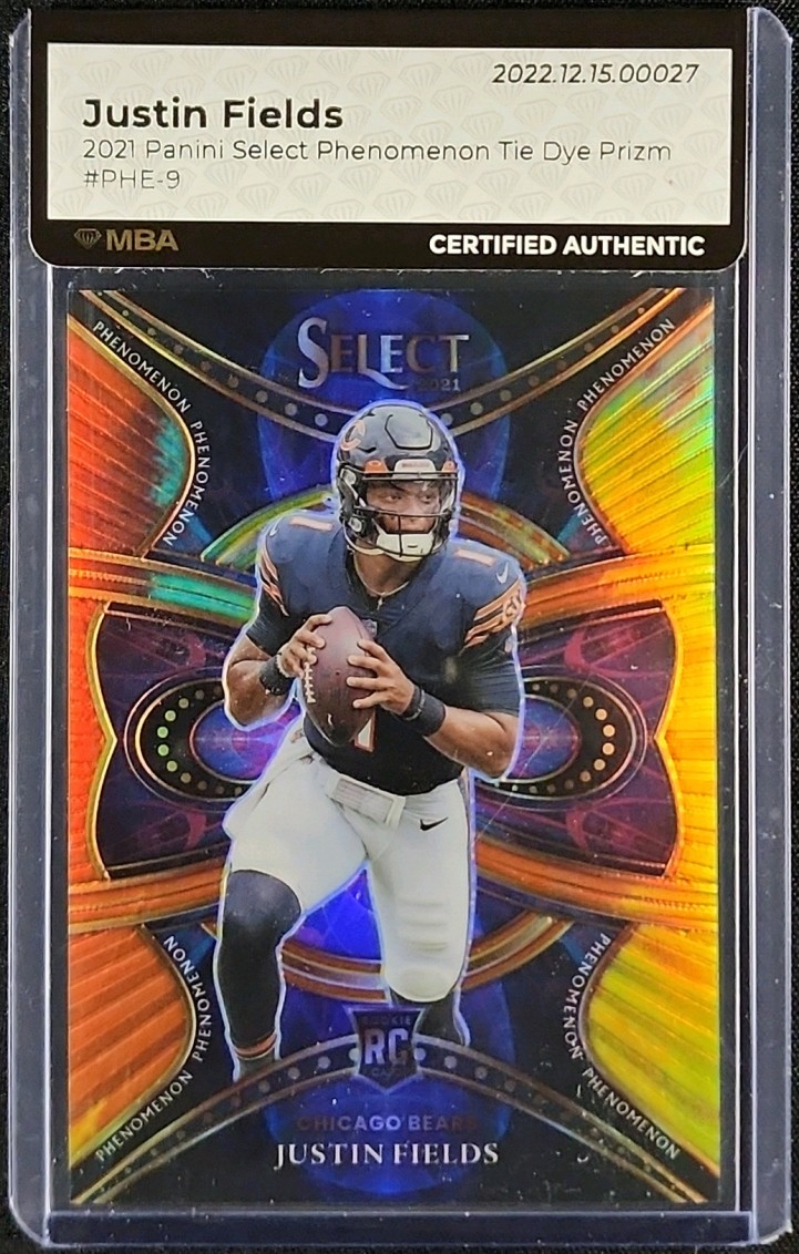 2021 Select Phenomenon Tie-Dye Prizm Justin Fields ROOKIE /25 #PHE-9 MBA AUTH