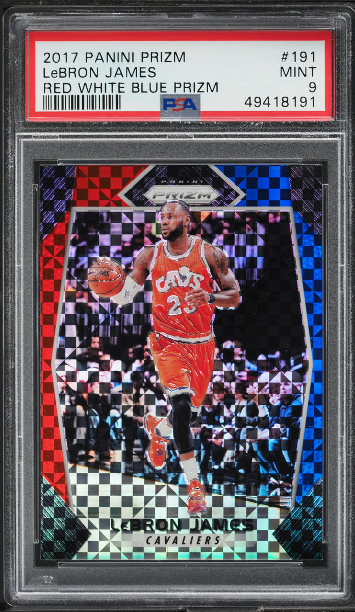 2017 Panini Prizm Red White Blue LeBron James #191 PSA 9 MINT