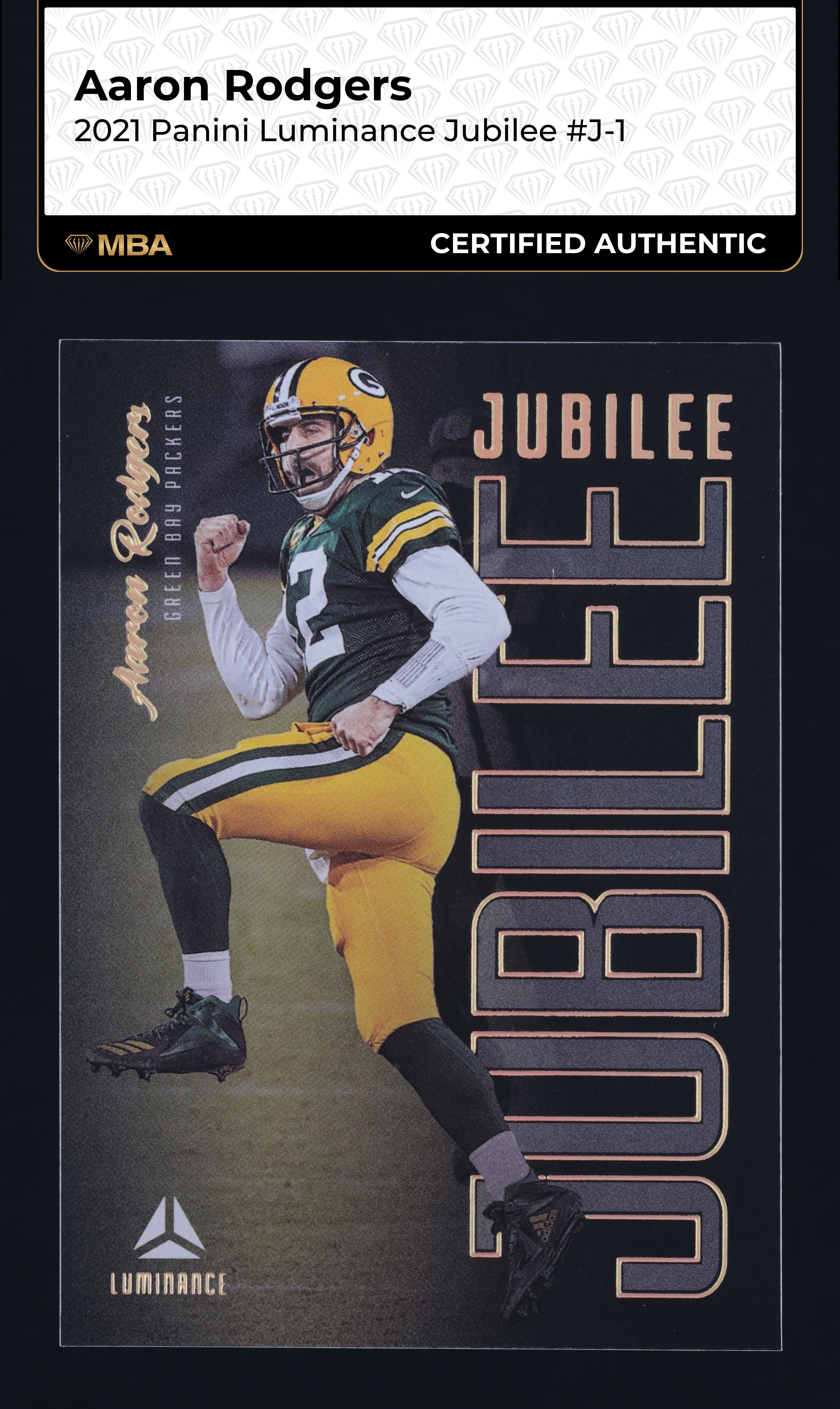 2021 Panini Luminance Jubilee Aaron Rodgers #J-1 MBA AUTH